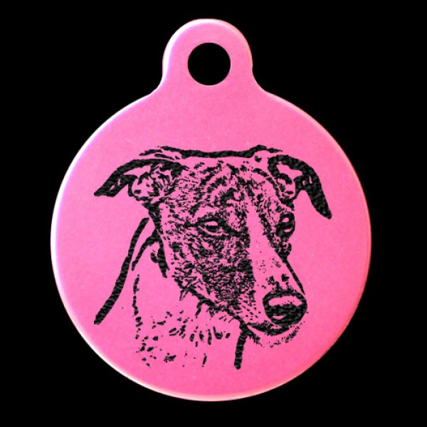 Whippet Engraved 31mm Large Round Pet Dog ID Tag